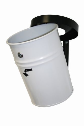 Selbstlöschender Abfallbehälter FIRE EX zur Wandbefestigung, 24 l, weiß, Kopfteil schwarz Standard 1 L