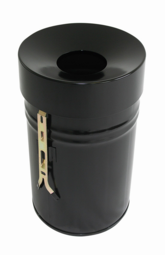 Selbstlöschender Abfallbehälter FIRE EX zur Wandbefestigung, 16 l, schwarz, Kopfteil schwarz Standard 1 L