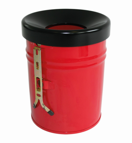 Selbstlöschender Abfallbehälter FIRE EX zur Wandbefestigung, 24 l, rot, Kopfteil schwarz Standard 1 L