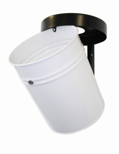 Selbstlöschender Abfallbehälter FIRE EX zur Wandbefestigung, 30 l, weiß, Kopfteil schwarz Standard 1 L