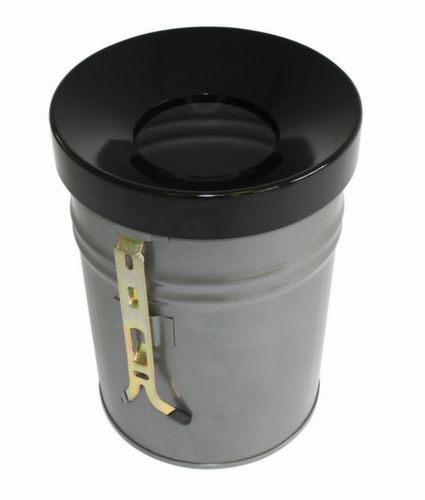 Selbstlöschender Abfallbehälter FIRE EX zur Wandbefestigung, 30 l, lichtgrau, Kopfteil schwarz Standard 1 L