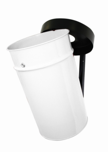 Selbstlöschender Abfallbehälter FIRE EX zur Wandbefestigung, 60 l, weiß, Kopfteil schwarz Standard 1 L