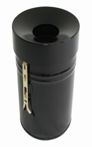 Selbstlöschender Abfallbehälter FIRE EX zur Wandbefestigung, 60 l, schwarz, Kopfteil schwarz Standard 1 L