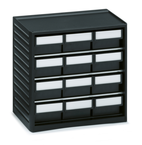 Treston ESD-Kleinteilemagazin, 12 Schublade(n), schwarz/schwarz Standard 1 L