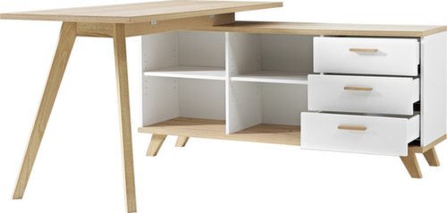 Schreibtisch Oslo mit Sideboard, 4-Fußgestell, Breite 1440 mm, Sanremo-Eiche/Sanremo-Eiche Standard 2 L