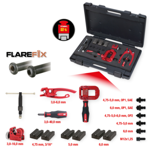 KS Tools FLAREFIX 1 Universal-Bremsleitungs-Bördelgerät-Satz mit Hydraulik-Spindel Standard 2 L