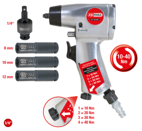 KS Tools 1/4'' Glühkerzen-Druckluft-Vibrationsschrauber-Satz Standard 2 L