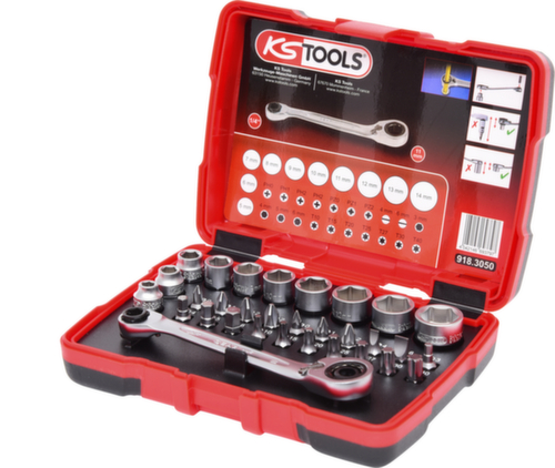 KS Tools 1/4" + 11 mm Durchgangs-Steckschlüssel- und Bit-Satz Standard 3 L