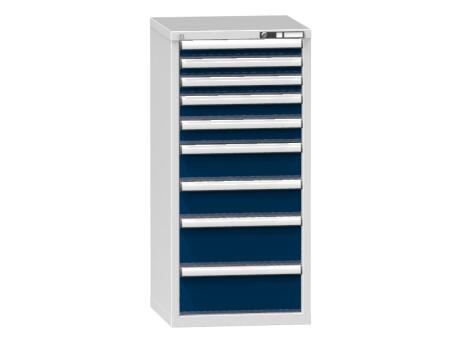 Schubladenschrank Topas A, 9 Schublade(n), RAL7035 Lichtgrau/RAL5010 Enzianblau