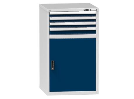 Schubladenschrank Topas B, 4 Schublade(n), RAL7035 Lichtgrau/RAL5010 Enzianblau