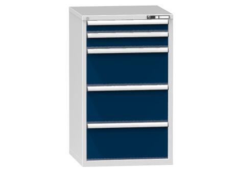 Schubladenschrank Topas B, 5 Schublade(n), RAL7035 Lichtgrau/RAL5010 Enzianblau