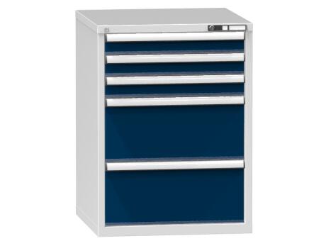 Schubladenschrank Topas B, 5 Schublade(n), RAL7035 Lichtgrau/RAL5010 Enzianblau