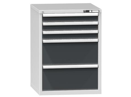 Schubladenschrank Topas B, 5 Schublade(n), RAL7035 Lichtgrau/RAL7016 Anthrazitgrau