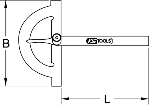 KS Tools Winkelgradmesser mit offenen Bogen Technische Zeichnung 1 L
