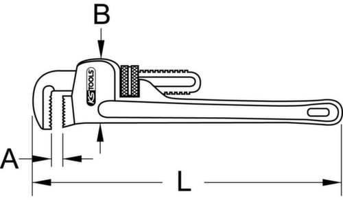 KS Tools Stahl-Einhand-Rohrzange Technische Zeichnung 1 L