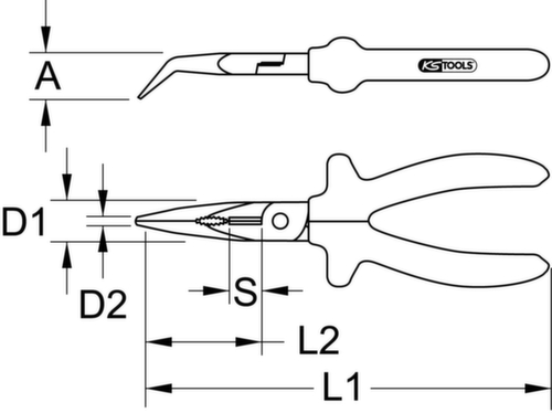 KS Tools BERYLLIUMplus Telefonzange gewinkelt 180 mm Standard 6 L