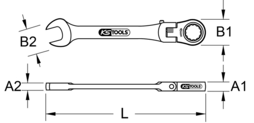 KS Tools GEARplus Gelenk-Ratschenringmaulschlüssel feststellbar Standard 7 L