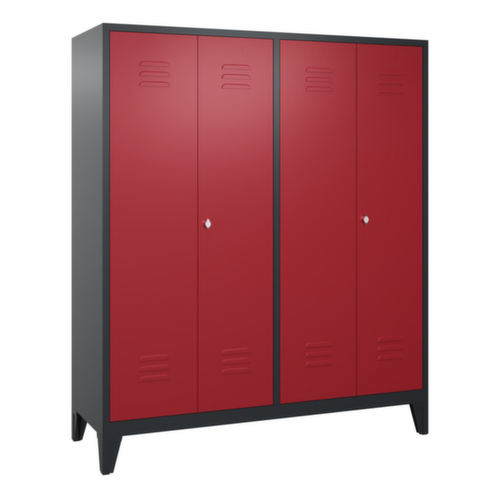 C+P Garderobenschrank Classic mit 4 Abteilen Türen geschlitzt, Abteilbreite 400 mm