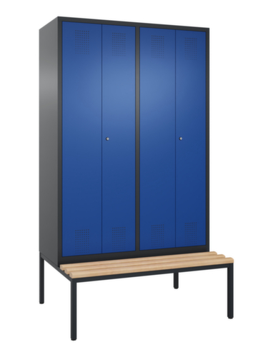 C+P Umkleideschrank Evolo mit untergebauter Sitzbank + 4 Abteile je 2 gemeinsam verschließbar, Abteilbreite 300 mm