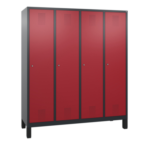 C+P Garderobenschrank Evolo mit 4 Abteilen - Türen mit Lochbild, Abteilbreite 400 mm