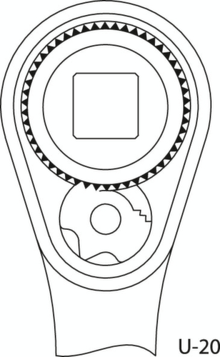 GEDORE 3093 U-20 Umschaltknarre 3/8" Technische Zeichnung 1 L