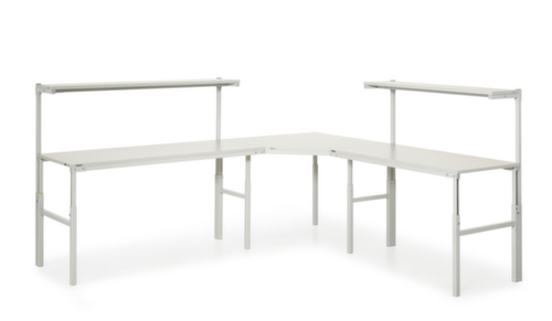 Treston Verkettungselement für Montagetisch mit Ablgeboden, Breite x Tiefe 1300 x 900 mm, Platte weiß Standard 2 L