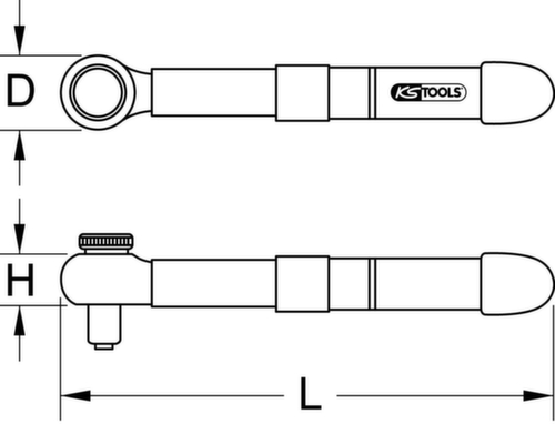 KS Tools 1/4" Mini Drehmomentschlüssel Technische Zeichnung 1 L