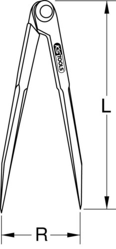 KS Tools Spitzzirkel ohne Stellbogen Technische Zeichnung 1 L