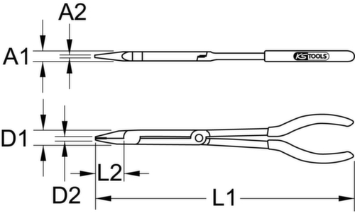 KS Tools Doppelgelenk-Seitenschneider Technische Zeichnung 1 L