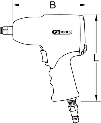 KS Tools 3/4" THE DEVIL Hochleistungs-Druckluft-Schlagschrauber Technische Zeichnung 1 L