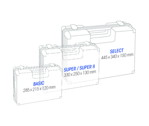 ultraMEDIC Erste-Hilfe-Koffer Super mit Wandhalterung, Füllung nach DIN 13169 Technische Zeichnung 1 L