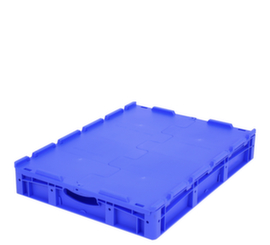 Großvolumiger Euronorm-Stapelbehälter, blau, Inhalt 43 l, Scharnierdeckel