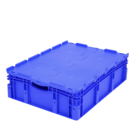 Großvolumiger Euronorm-Stapelbehälter, blau, Inhalt 86 l, Scharnierdeckel