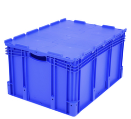 Großvolumiger Euronorm-Stapelbehälter, blau, Inhalt 170 l, Scharnierdeckel