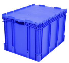 Großvolumiger Euronorm-Stapelbehälter, blau, Inhalt 213 l, Scharnierdeckel
