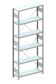 META System-Steckregal, Höhe x Breite x Tiefe 2500 x 1056 x 336 mm, 6 Böden