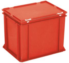 Euronombehälter mit Scharnierdeckel, rot, HxLxB 335x400x300 mm