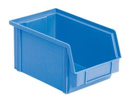 Stapelbarer Sichtlagerkasten Classic mit großer Griffmulde, blau, Tiefe 230 mm