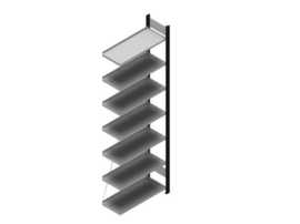 hofe Akten-Steckregal Anbaufeld, 7 Böden, RAL9005 Tiefschwarz/RAL9006 Weißaluminium