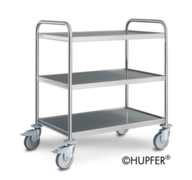 Edelstahl-Etagenwagen mit Antidröhnmatten, Traglast 120 kg, 3 Etagen