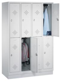 C+P Doppelstöckiger Garderobenschrank Classic lichtgrau mit 4x2 Abteilen mit Lüftungsrosetten, Abteilbreite 400 mm