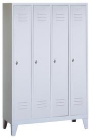 C+P Garderobenschrank Classic lichtgrau mit 4 Abteilen + Türen geschlitzt, Abteilbreite 400 mm