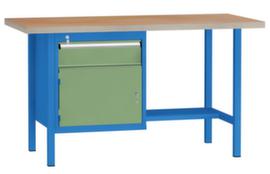 KLW Lutz Werkbank mit Multiplexplatte, 1 Schublade, 1 Schrank, 1/2 Ablageboden