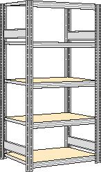 regalwerk Spanplatten-Steckregal mit Böden, Höhe x Breite x Tiefe 2000 x 1061 x 526 mm, 5 Böden