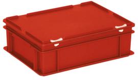 Euronombehälter mit Scharnierdeckel, rot, HxLxB 135x400x300 mm