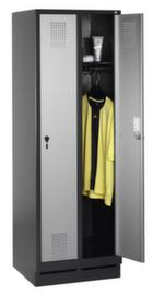 C+P Garderobenschrank Evolo mit 2 Abteilen - Türen mit Lochbild, Abteilbreite 300 mm