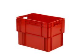 Euronorm-Drehstapelbehälter mit Rippenboden, rot, Inhalt 80 l