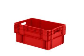 Euronorm-Drehstapelbehälter mit Rippenboden, rot, Inhalt 50 l