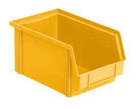 Stapelbarer Sichtlagerkasten Classic mit großer Griffmulde, gelb, Tiefe 230 mm