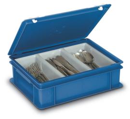 Euronorm-Koffer mit Besteckeinsatz, blau, HxLxB 130x400x300 mm